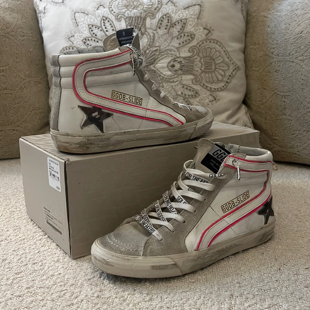 Golden Goose Gray and Pink High-Tops
